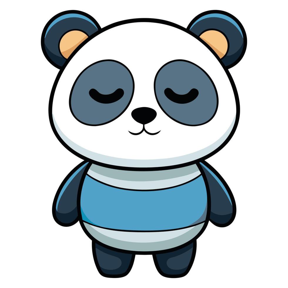 Cute panda bear cartoon character with closed eyes and calm expression isolated vector