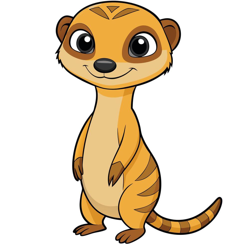 Cute cartoon meerkat illustration adorable animal character with big eyes vector