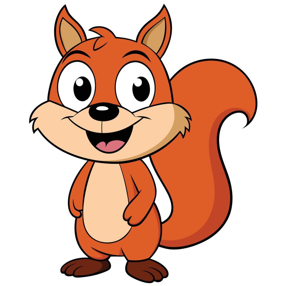 Cheerful cartoon squirrel standing upright with a big smiling face vector