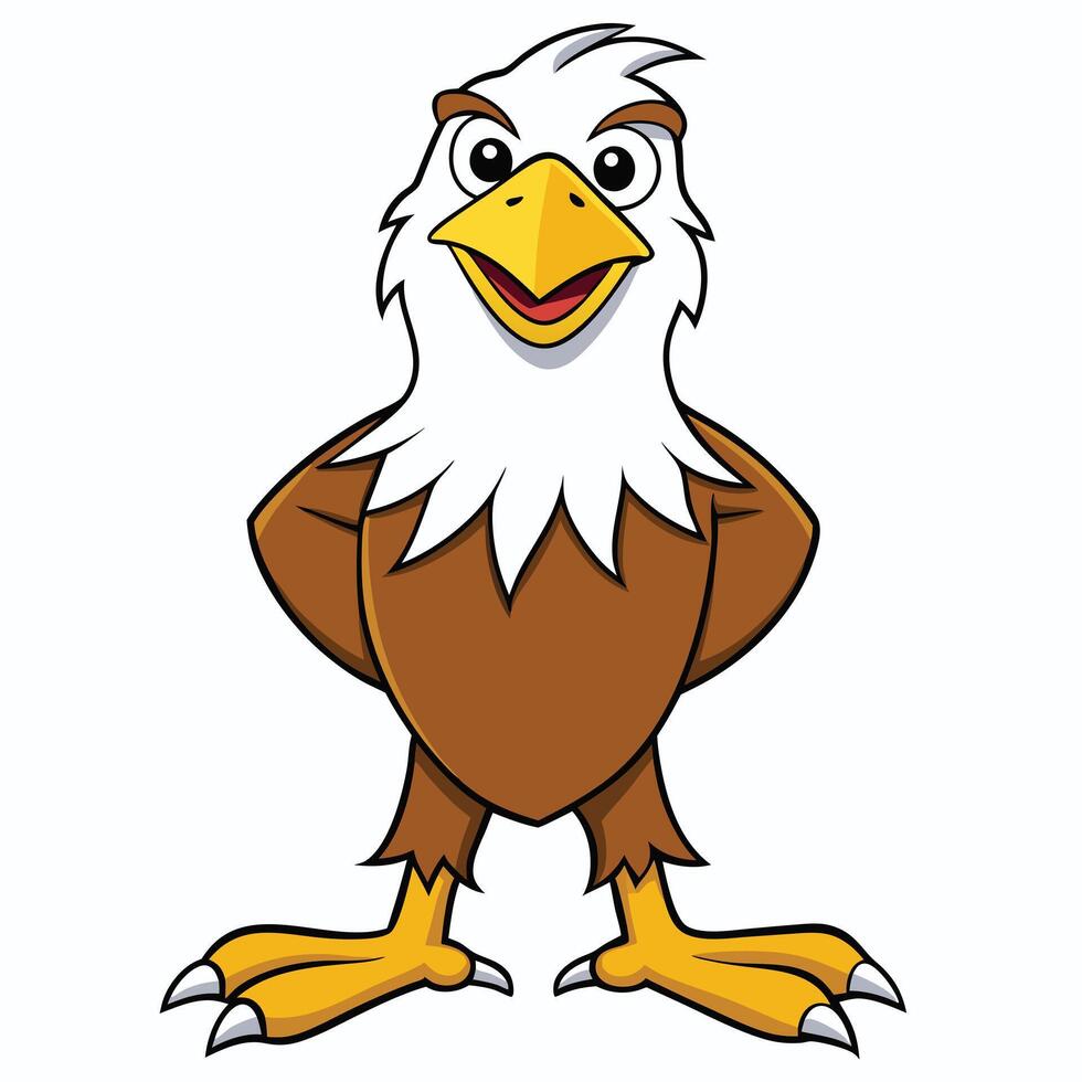 Standing cartoon eagle illustration mascot character design template vector