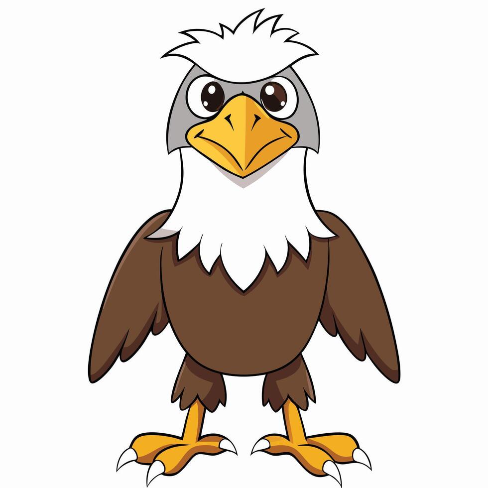 Cartoon bald eagle standing alert with sharp claws illustration vector