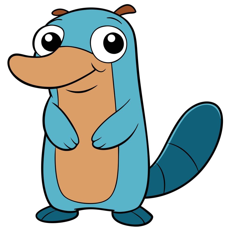 Cartoon platypus illustration smiling and standing posing animal character vector