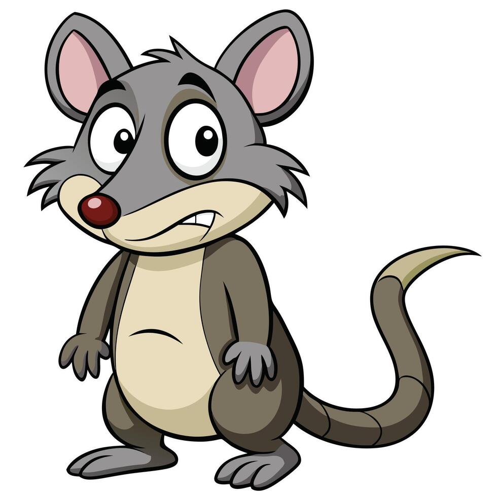 Cartoon mouse character with worried expression illustration for children vector