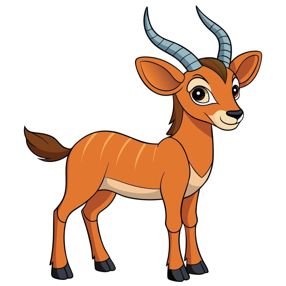 Cartoon illustrated bongo antelope wildlife animal illustration isolated on white vector