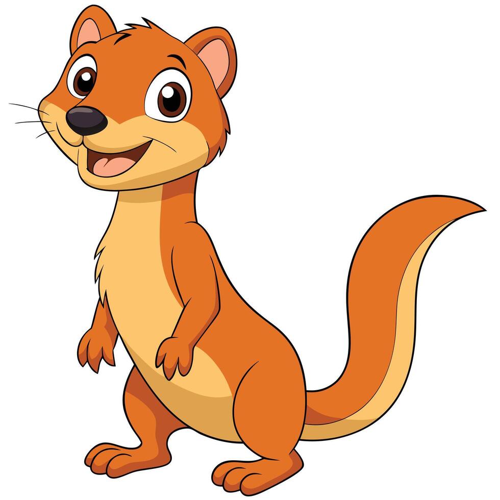 Cute cartoon weasel character standing upright isolated on white background vector