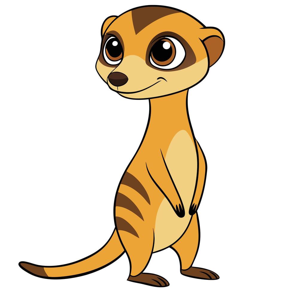 Cartoon meerkat character standing upright against white background illustration vector