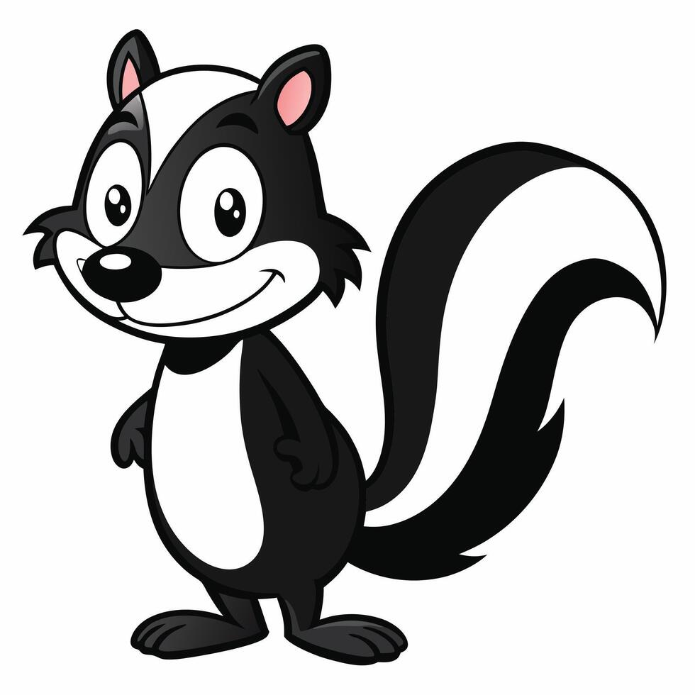 Cute skunk cartoon character illustration standing smiling adorable animal mascot design vector