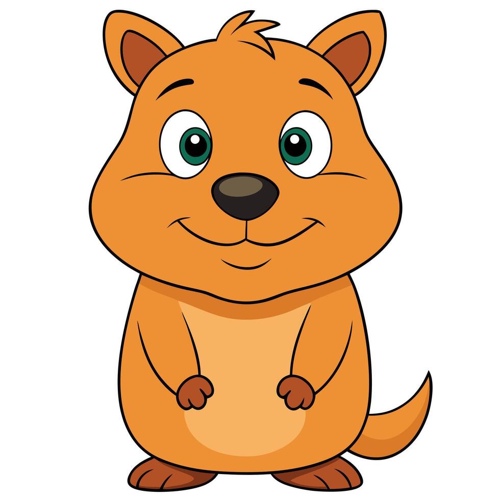 Cheerful cartoon quokka illustration standing upright with a friendly expression and happy eyes vector