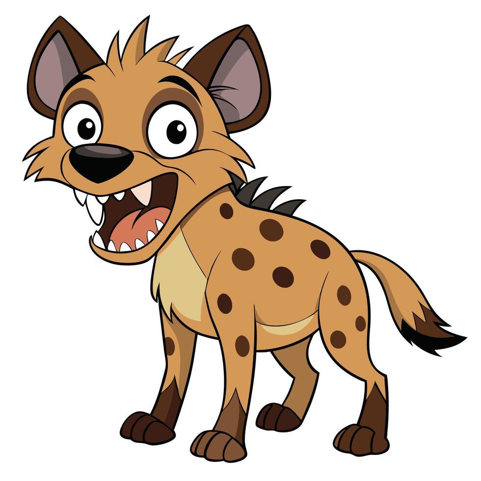 Cartoon spotted hyena illustration with open mouth and showing teeth vector
