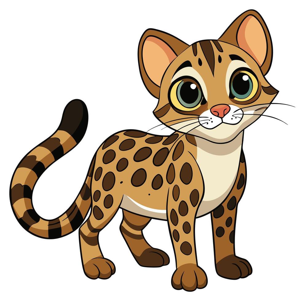 Cartoon illustration of a smiling leopard cat isolated on white background vector