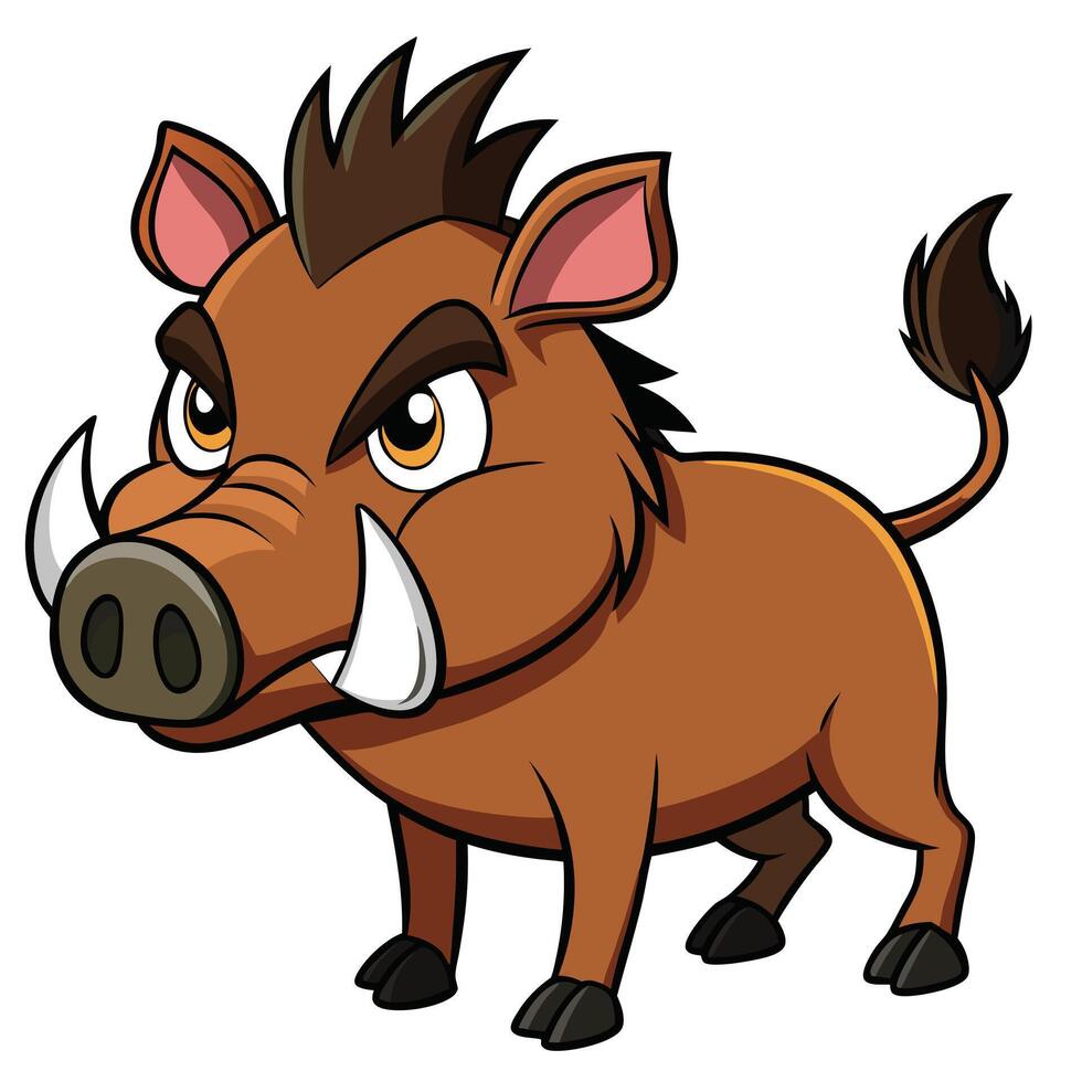 Cartoon wild boar illustration angry animal mascot character design vector