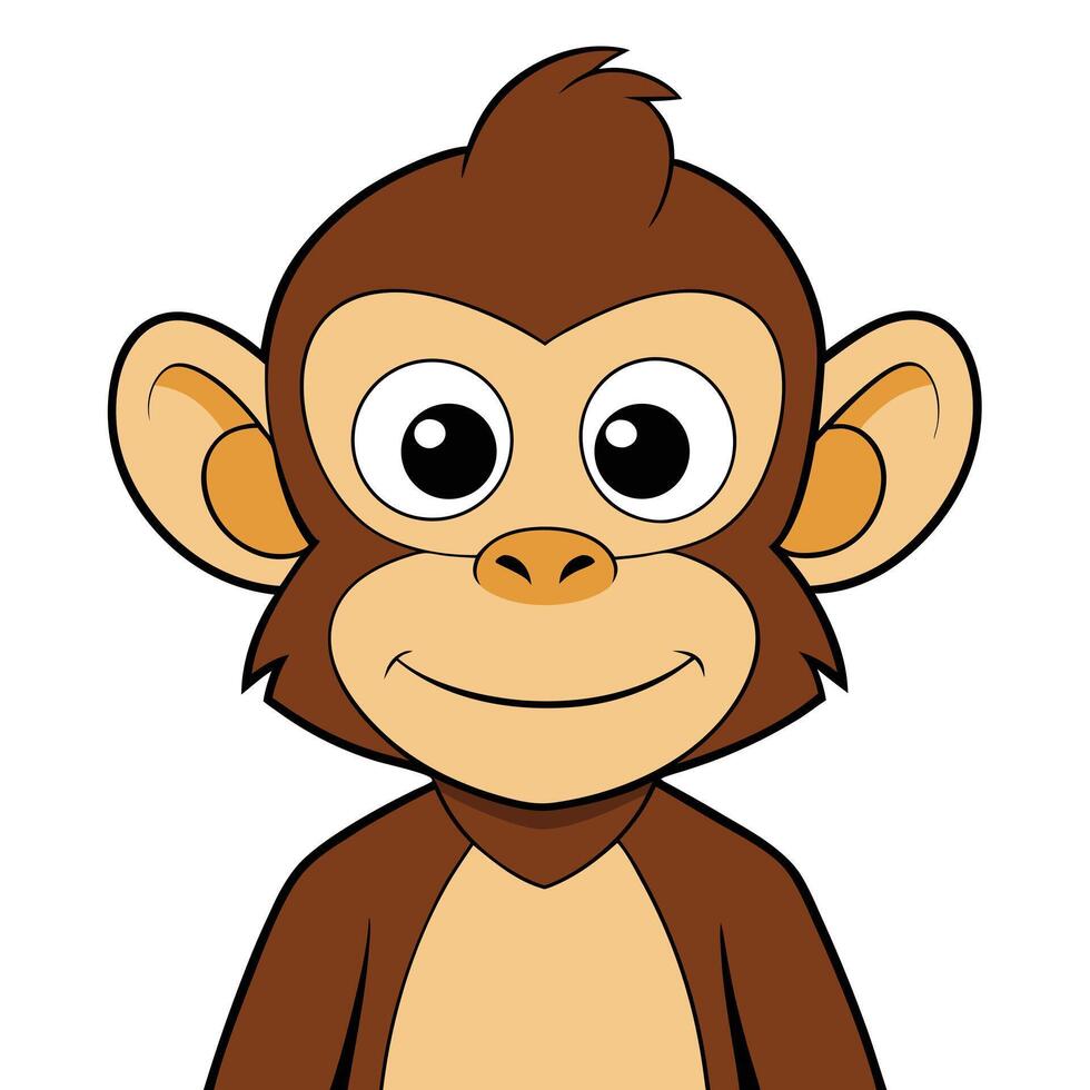Cartoon monkey illustration with big eyes and smiling expression vector