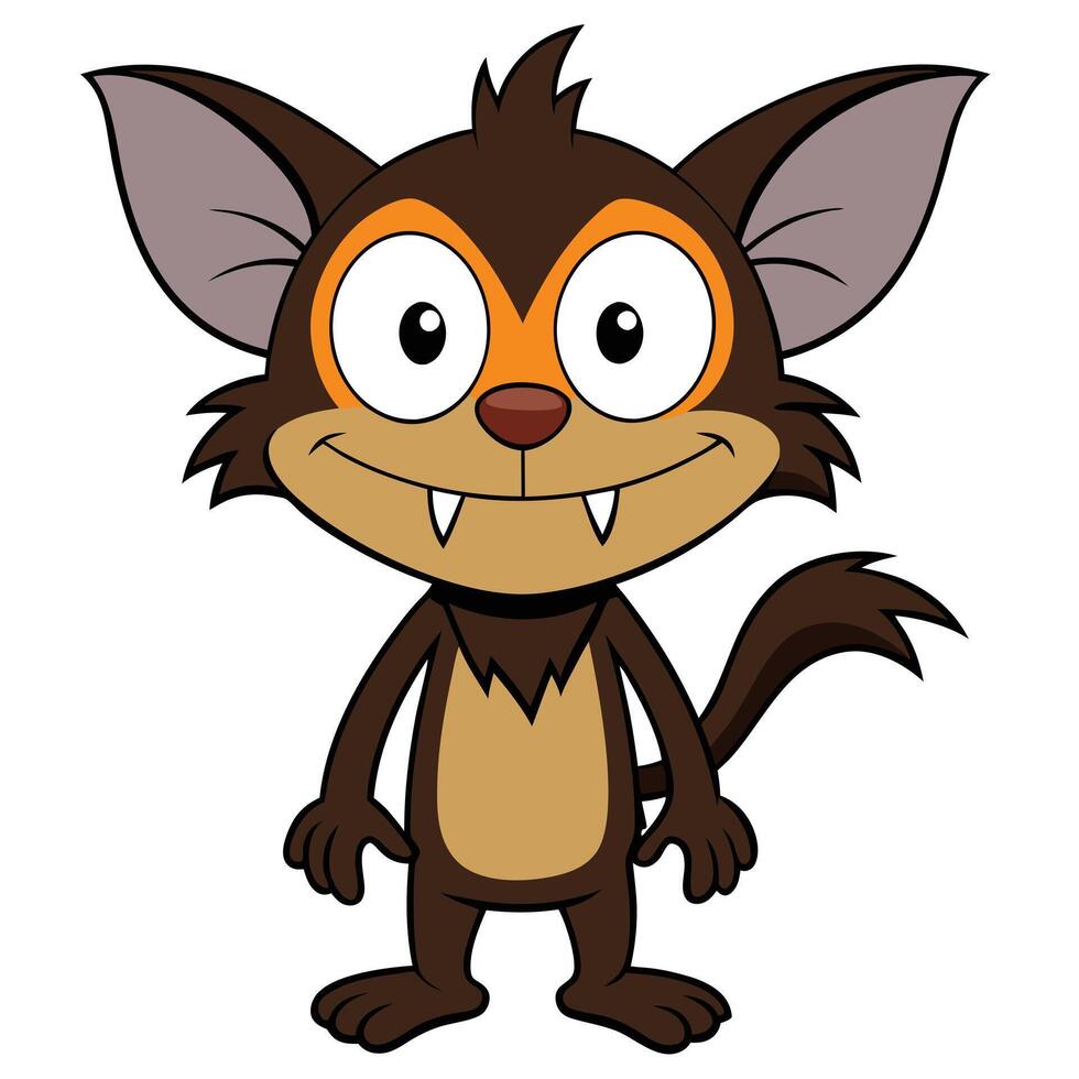 Cartoonish vampire bat image smiling standing isolated on white background vector