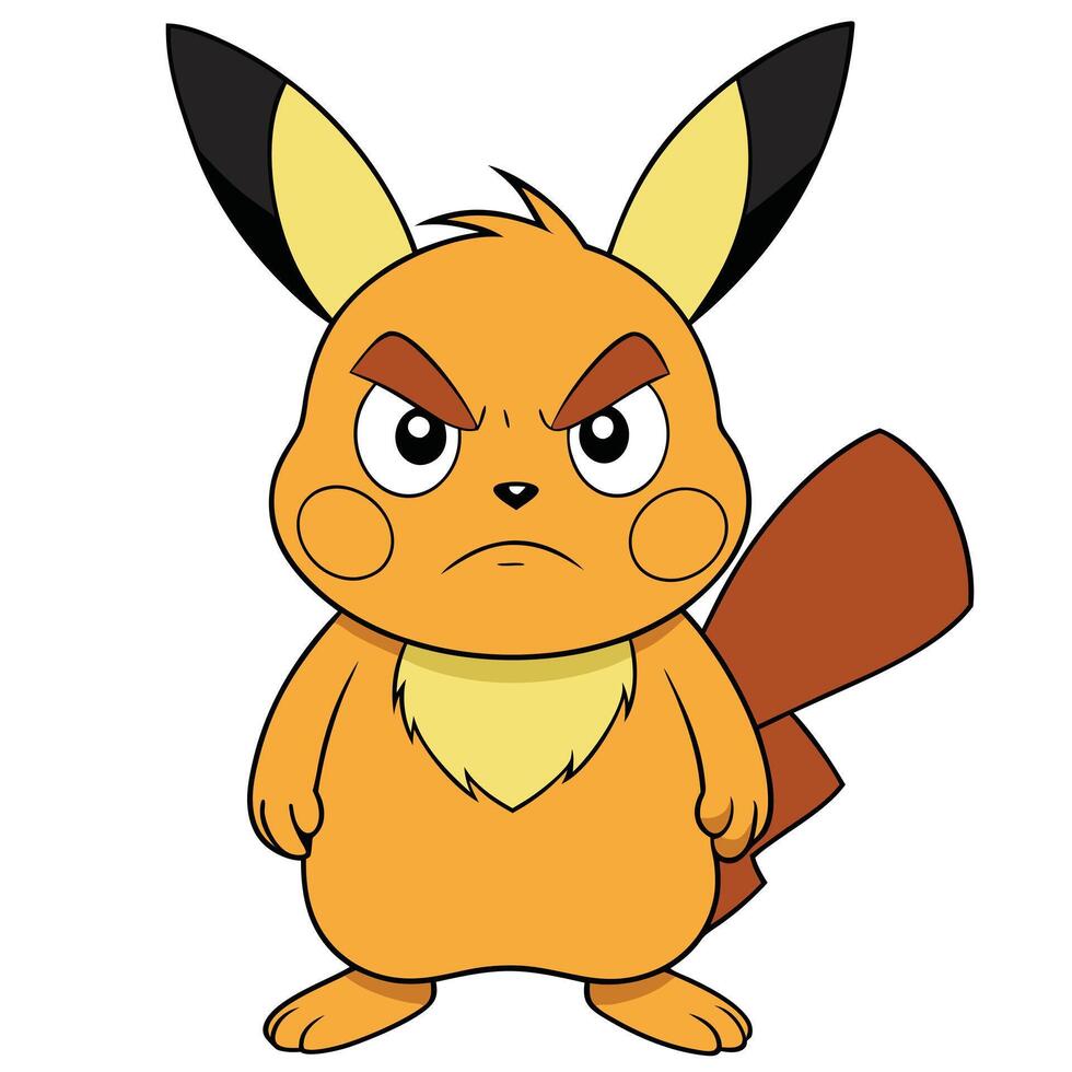 Angry cartoon character with sharp features and determined expression illustration vector