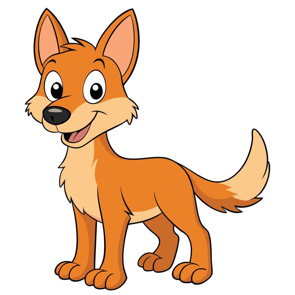 Cute cartoon dingo illustration isolated on white background for children vector