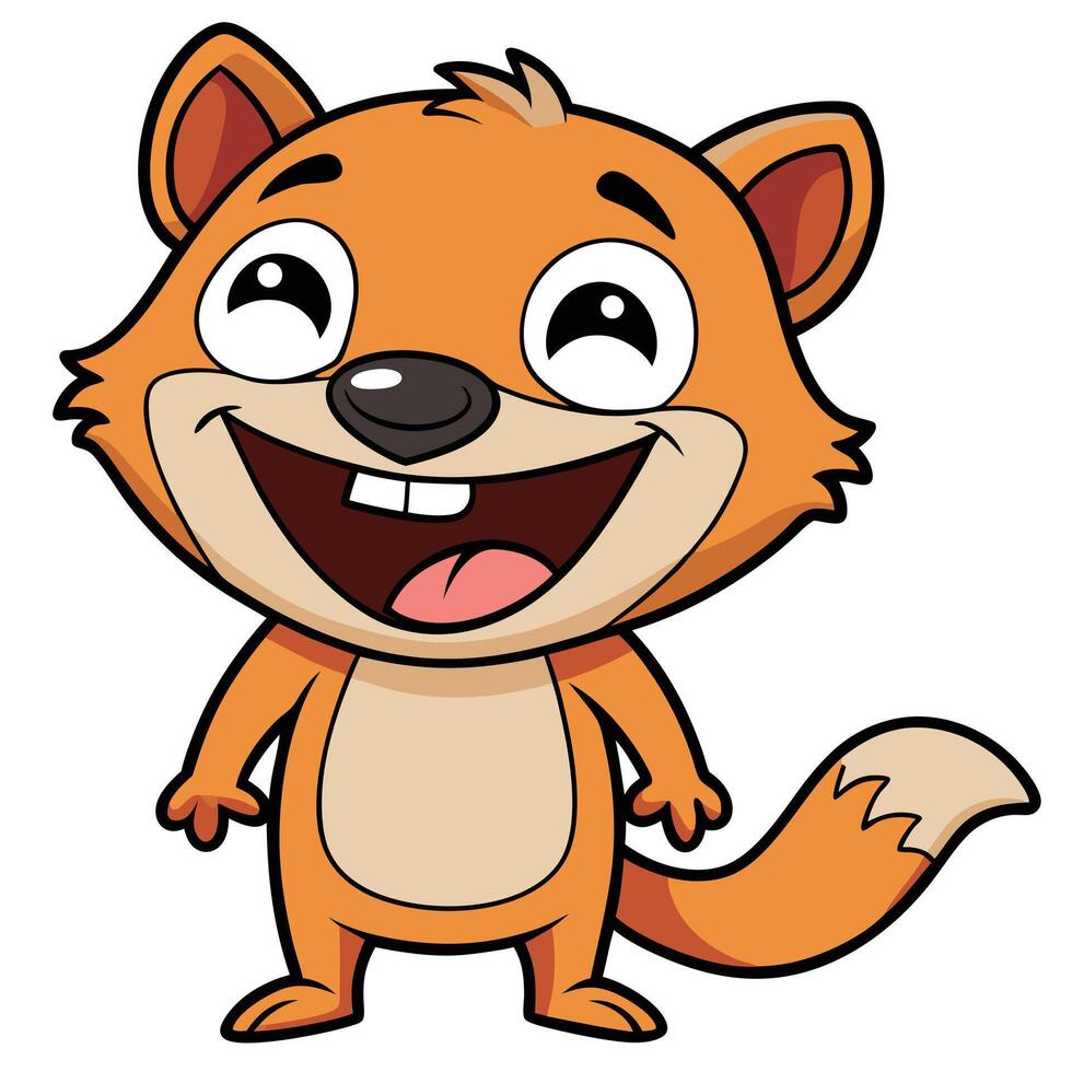 Joyful cartoon fox character with big smile standing upright design vector