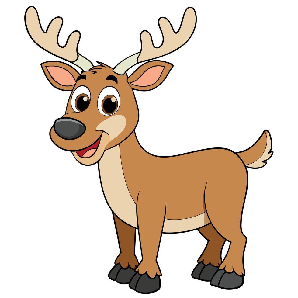 Cartoon deer illustration cute reindeer animal character design for kids and christmas vector