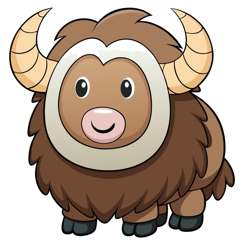 Cute cartoon yak illustration graphic for childrens design materials vector