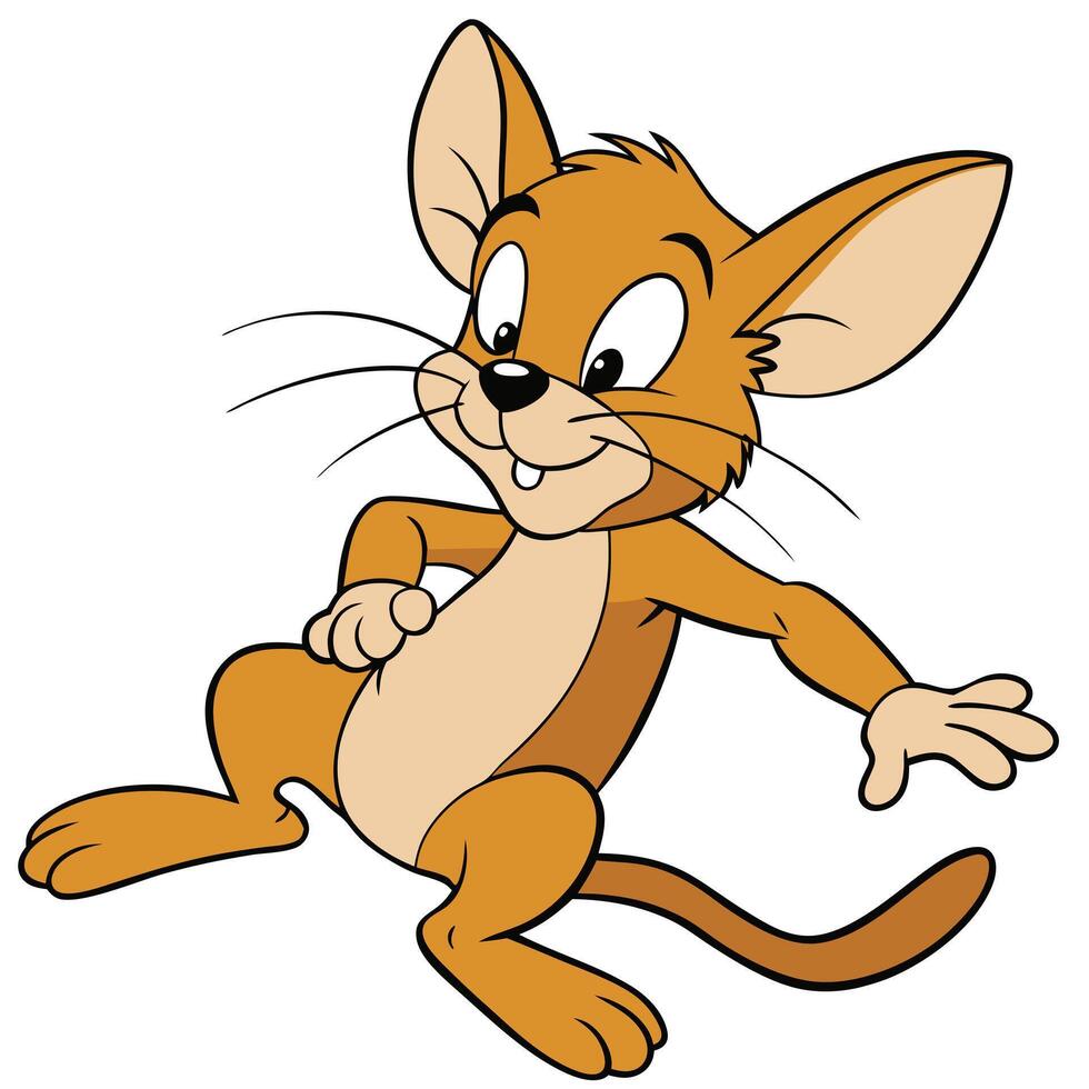 Animated cartoon mouse character posing with mischievous smile and cute design vector