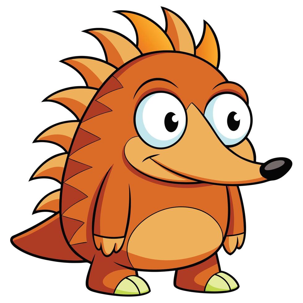 Cartoon orange hedgehog standing upright with big eyes and a friendly smile vector
