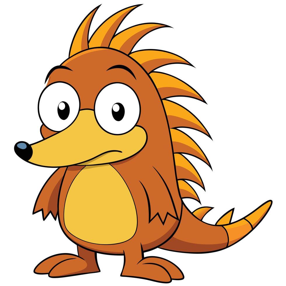 Cartoon echidna illustration cute cartoon character for children design projects vector