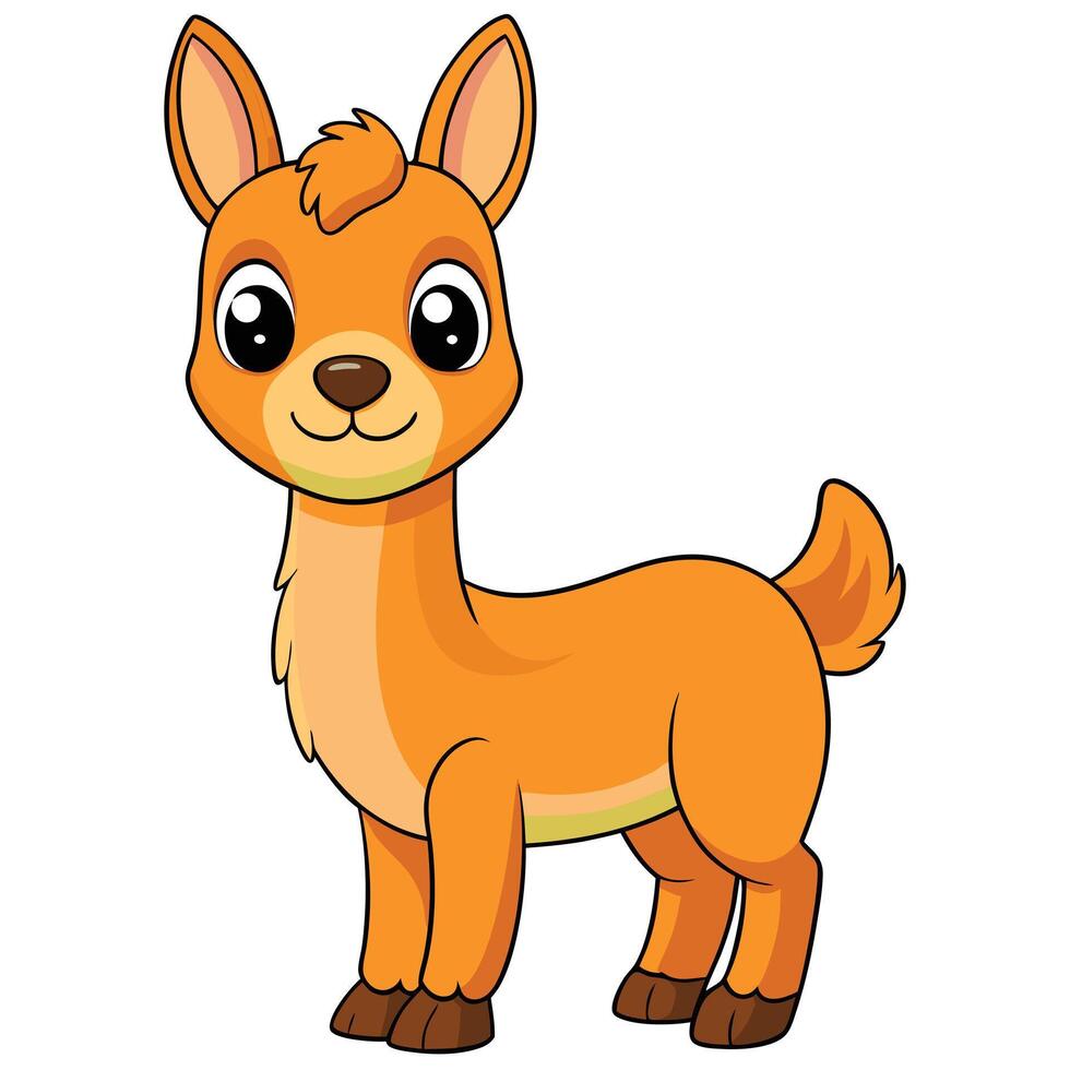 Cute cartoon deer fawn illustration standing with a smiling expression vector