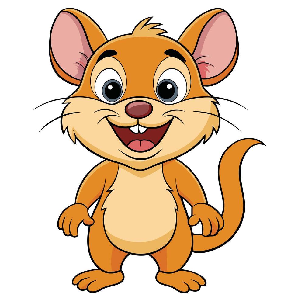 Happy cartoon mouse illustration cheerful animal character design for children vector