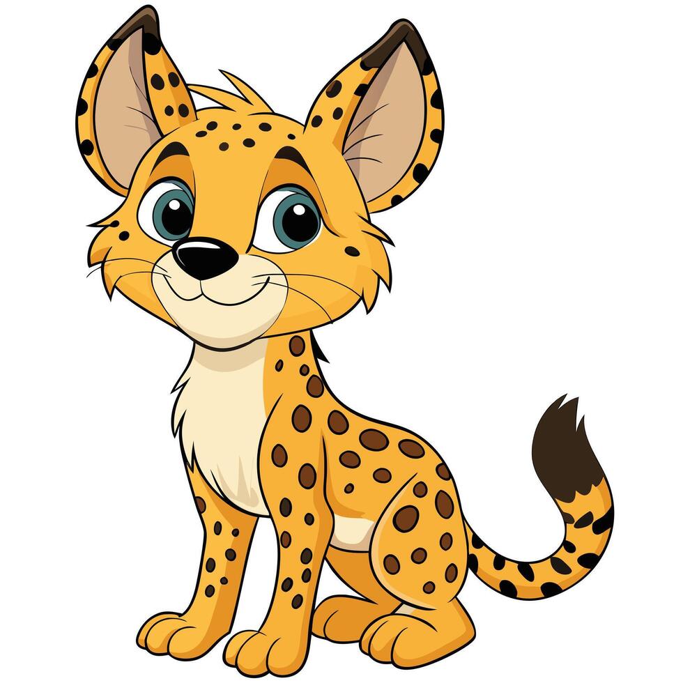 Cute cartoon cheetah cub illustration graphic wild animal character design vector