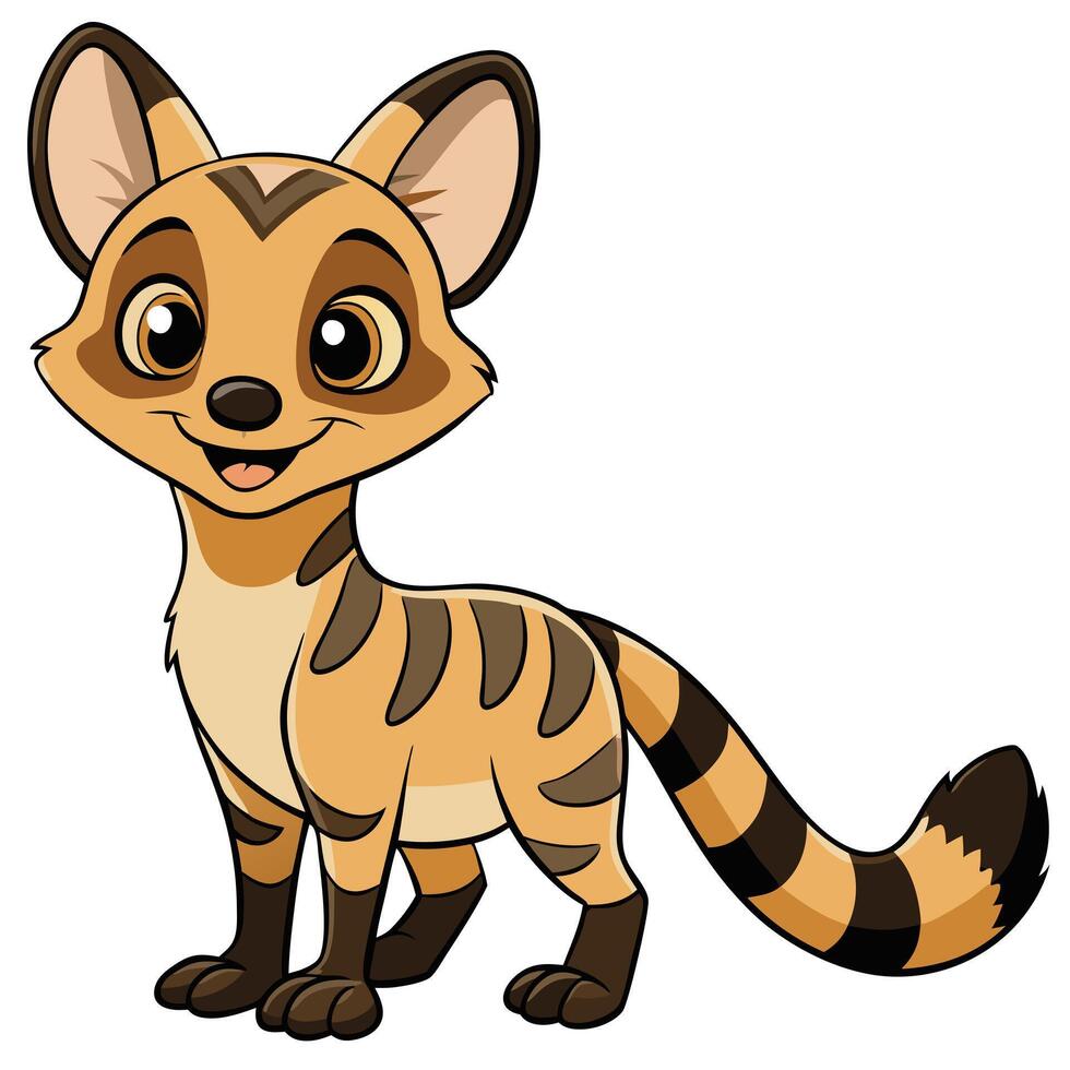 Cute cartoon fennec fox standing with a smiling expression on a white background vector