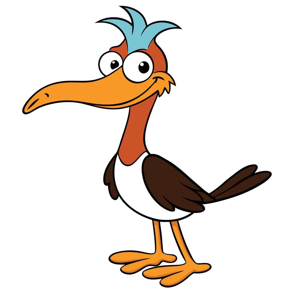 Funny cartoon roadrunner bird illustration isolated on white background digital art vector