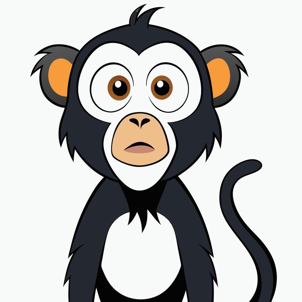 Cartoon monkey character with big eyes and a surprised expression illustration vector