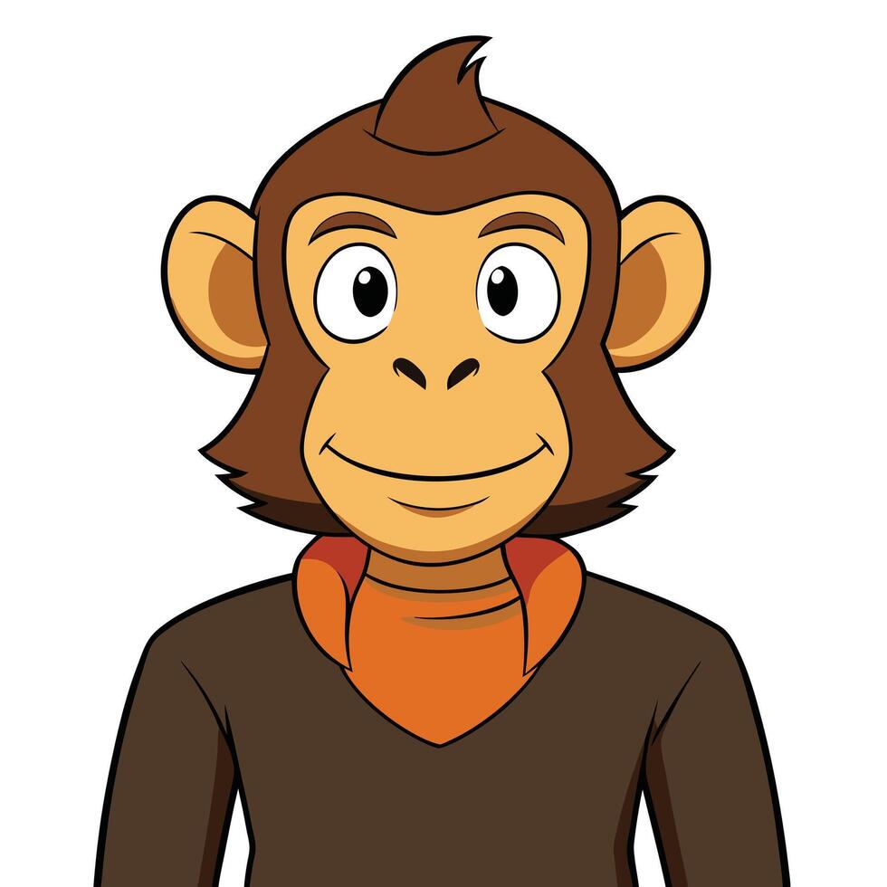 Smiling monkey cartoon character wearing clothes ready for animation and children books vector
