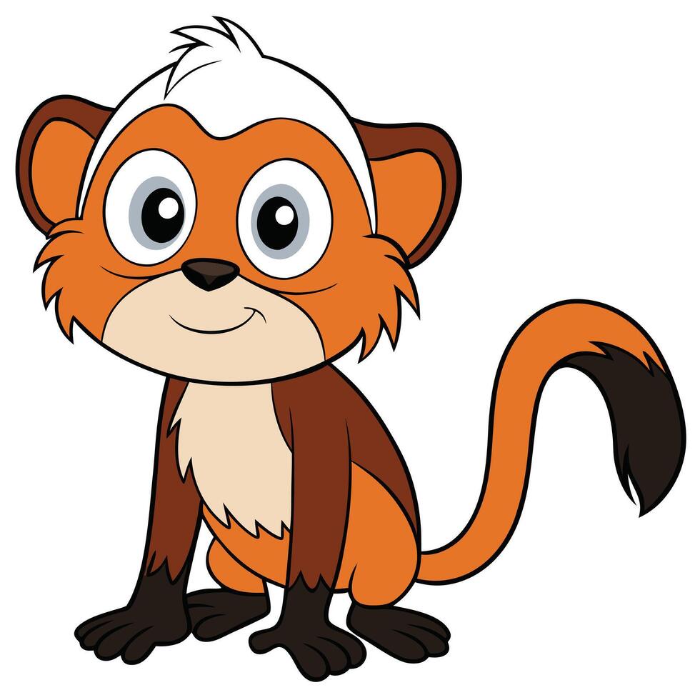 Cute cartoon monkey illustration with big eyes and friendly smile isolated vector