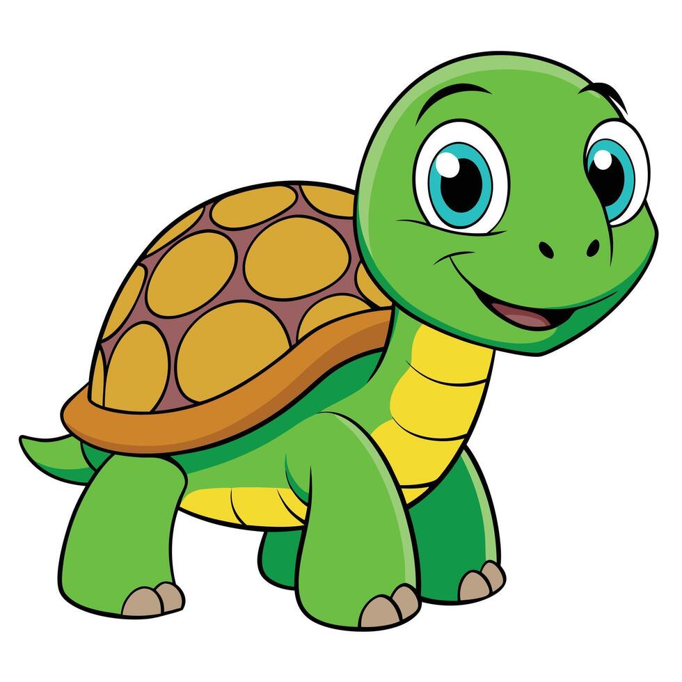 Cute cartoon turtle with a happy expression isolated on white background vector