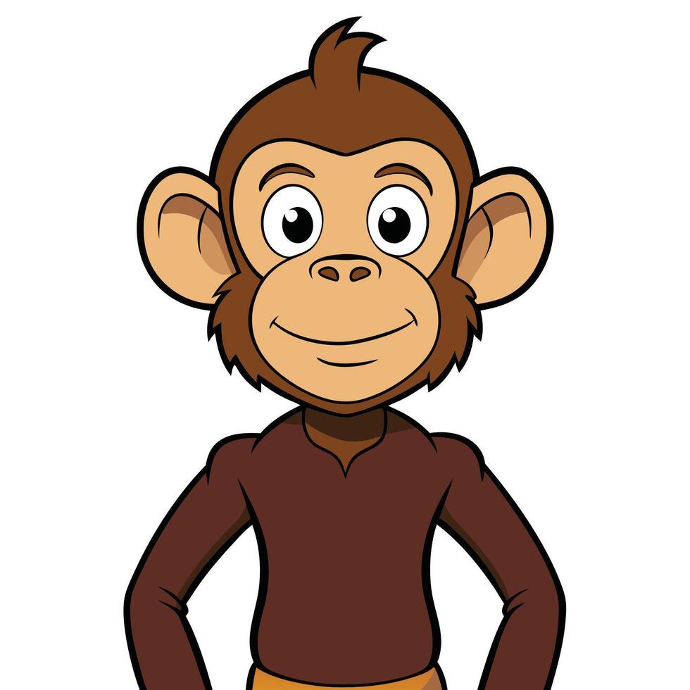 Cheerful cartoon monkey with brown fur and a friendly smile vector