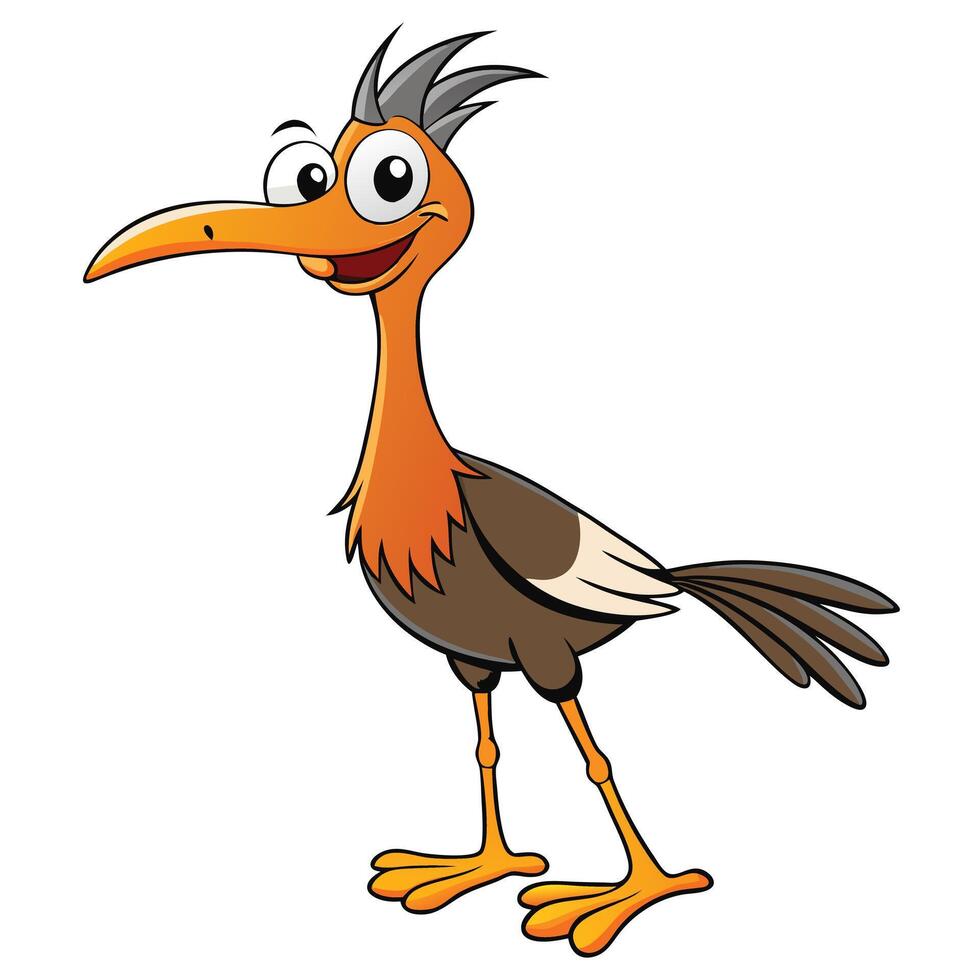 Cheerful cartoon bird illustration with smiling face and playful expression vector