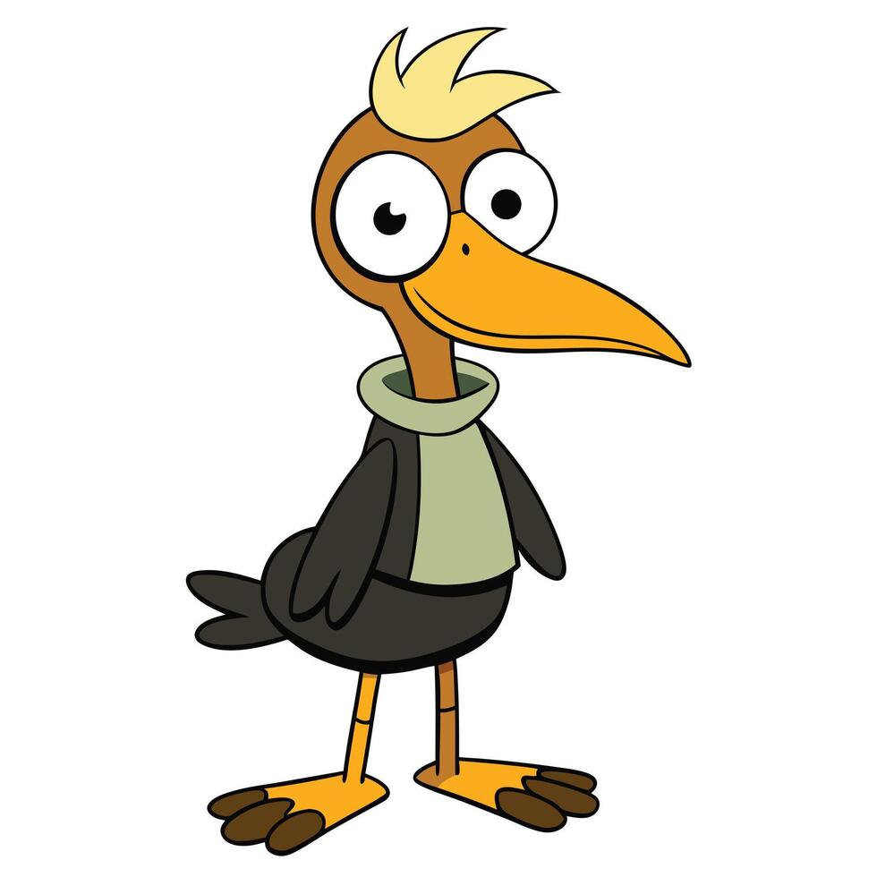 Cartoon bird character illustration funny bird design isolated on white vector
