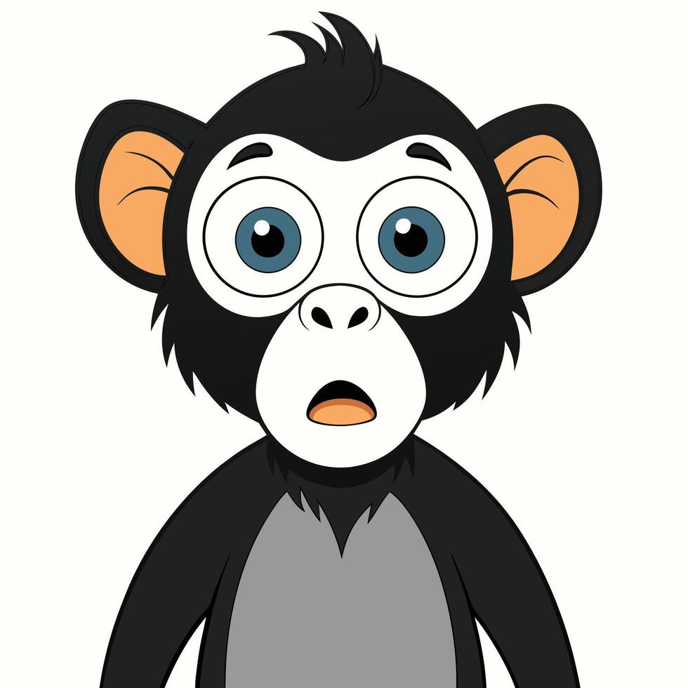 Cartoon monkey with surprised expression cute illustration animal character vector