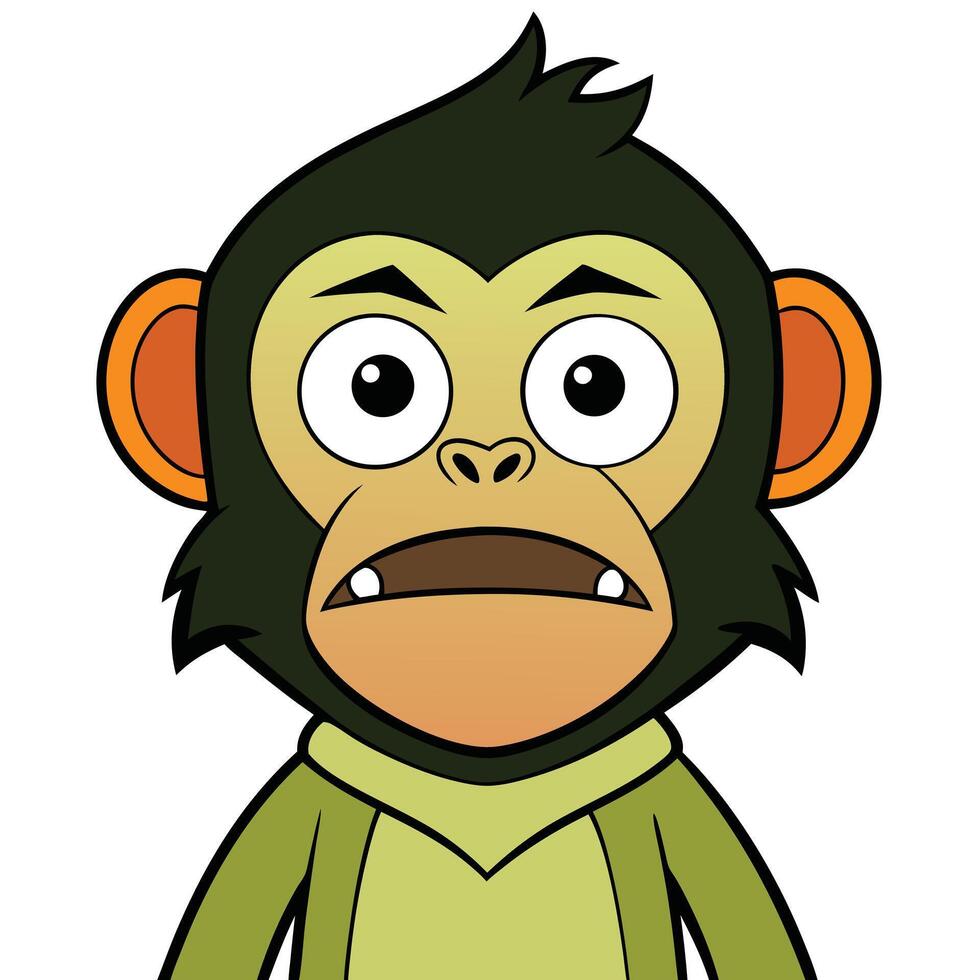Cartoon monkey with worried expression digital illustration graphic resource vector