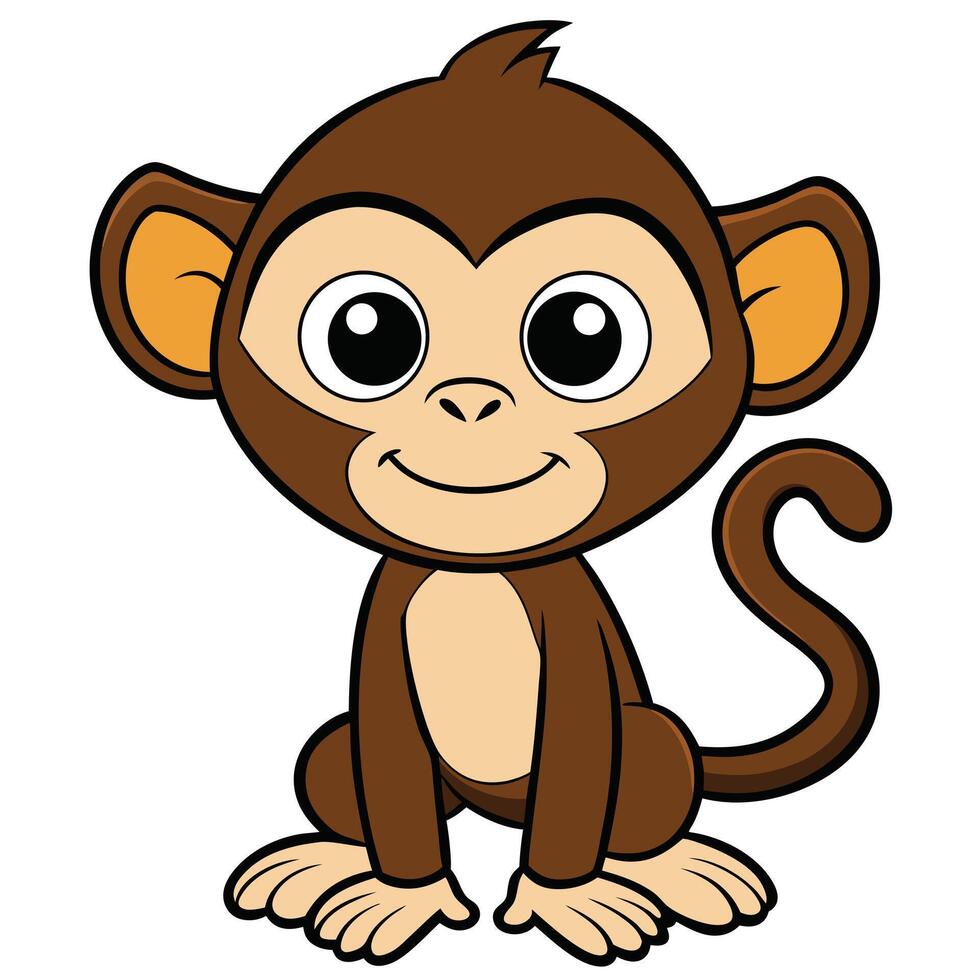Cute cartoon monkey illustration adorable smiling primate character design vector