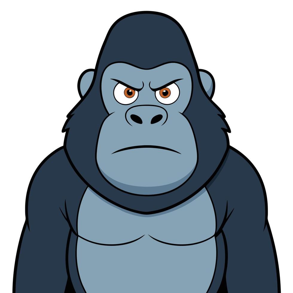 Cartoon gorilla character with angry expression isolated on white background vector