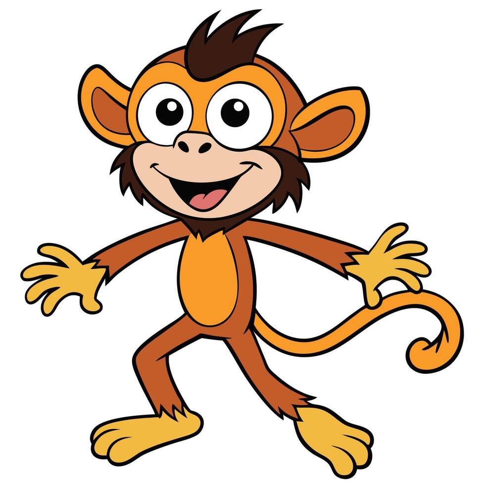 Cheerful monkey cartoon character illustration with playful expression on a white background vector