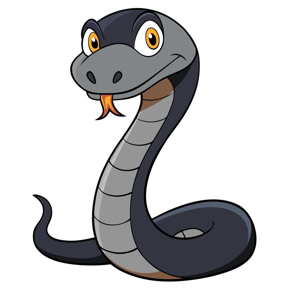 Cute and playful cartoon snake illustration with a friendly expression vector
