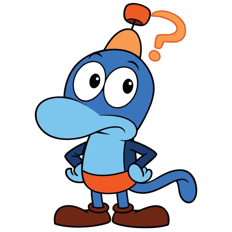 Cartoon character with question mark confused and uncertain illustration vector