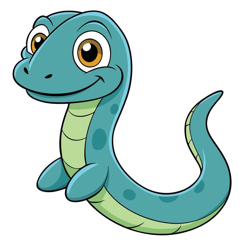 Cute cartoon loch ness monster nessie illustration isolated on white vector