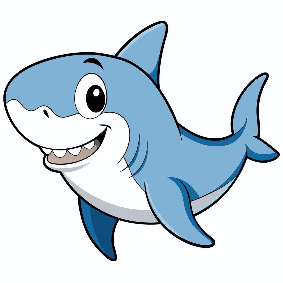 Cheerful cartoon shark character with a playful expression on white background vector