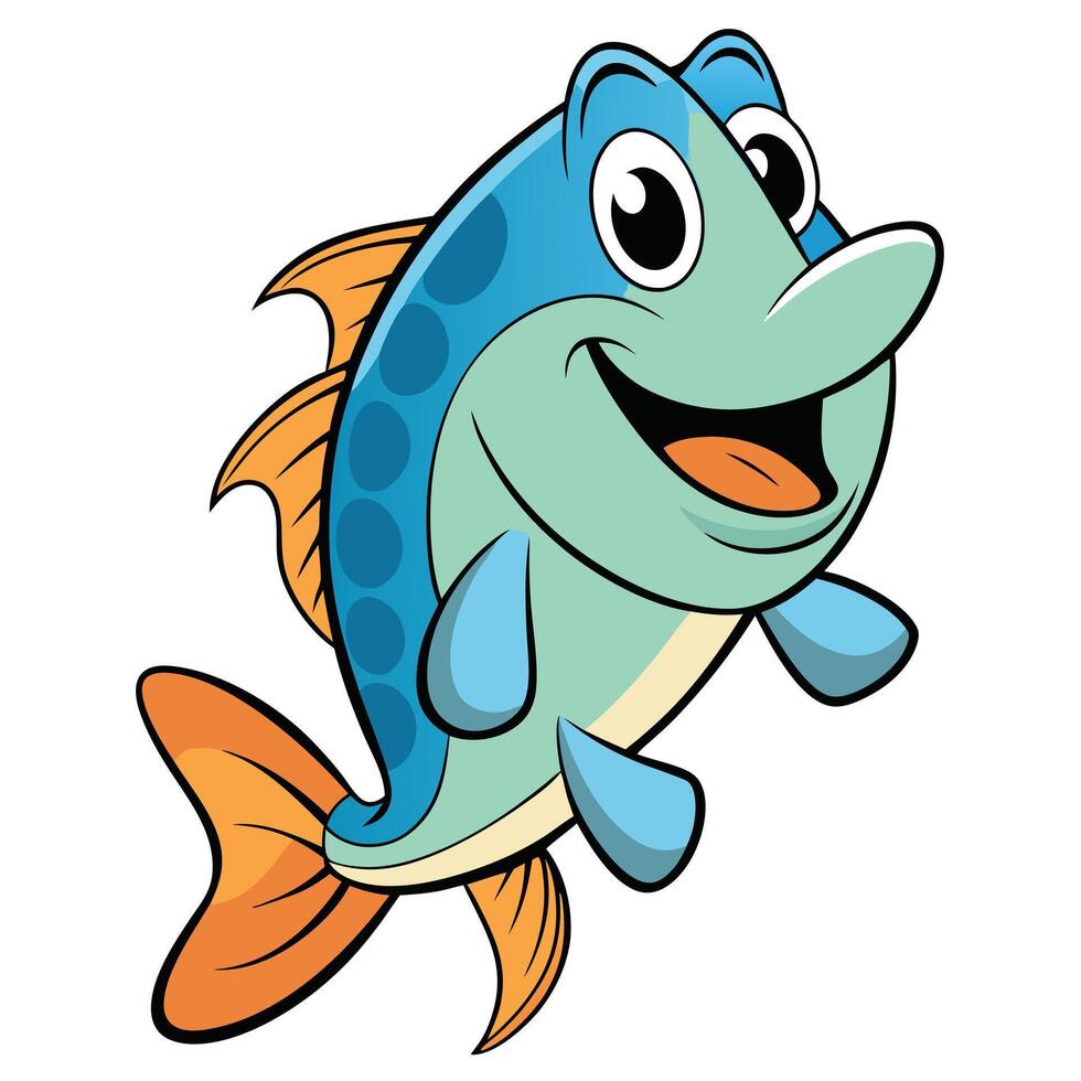 Cartoon fish illustration cheerful aquatic animal art for children vector
