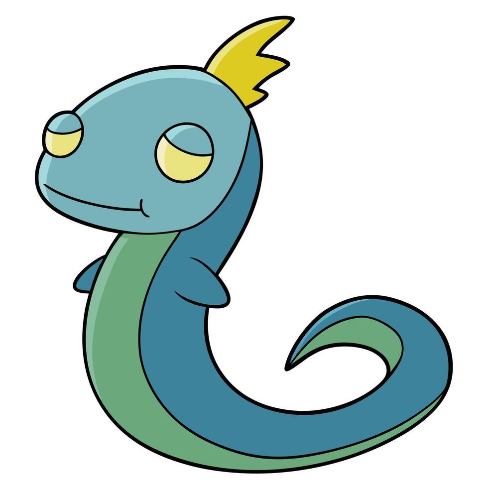 Friendly cartoon sea serpent character with simple design and light colors vector