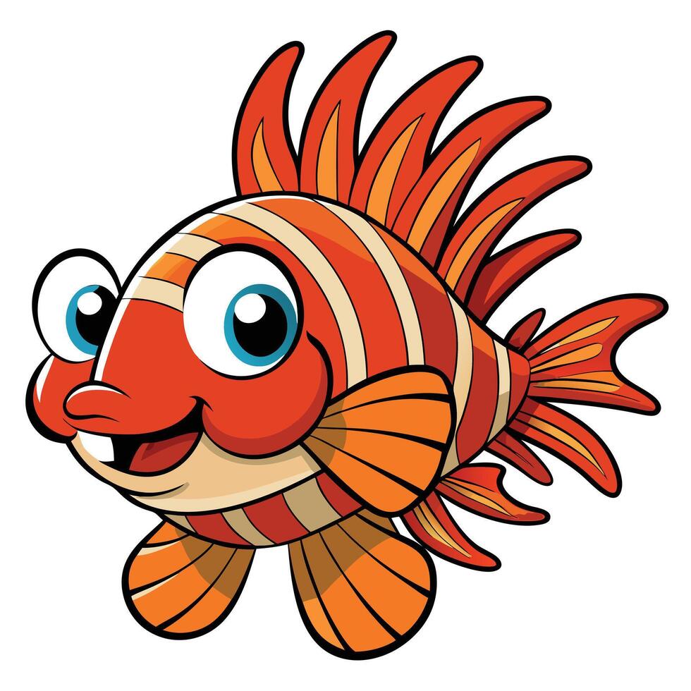 Cheerful cartoon orange fish character with big eyes and smiling expression vector