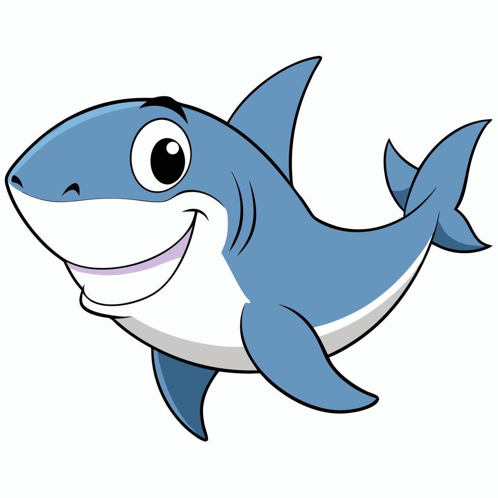 Friendly cartoon shark illustration for childrens books and educational material vector